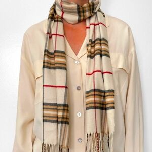 NWOT V. Fraas Exploded Tartan Plaid Cashmink Scarf COZY